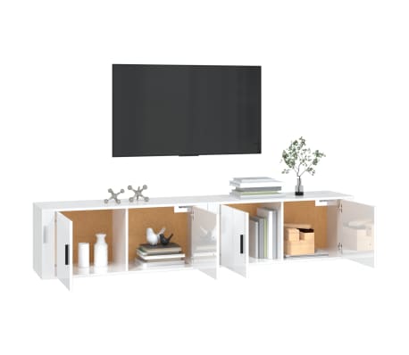 vidaXL Dulapuri TV montate perete 2 buc. alb extralucios 100x34,5x40cm