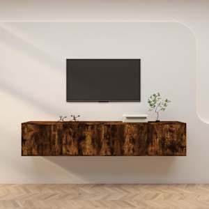 Stenska TV omarica 2 kosa dimljen hrast 100x34,5x40 cm