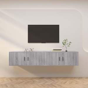 Stenska TV omarica 2 kosa siva sonoma 100x34,5x40 cm