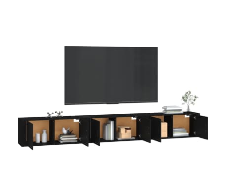 vidaXL Sieninės televizoriaus spintelės, 3vnt., juodos, 100x34,5x40cm