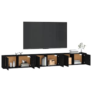 vidaXL Sieninės televizoriaus spintelės, 3vnt., juodos, 100x34,5x40cm
