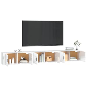 vidaXL Sieninės TV spintelės, 3vnt., baltos, 100x34,5x40cm, blizgios