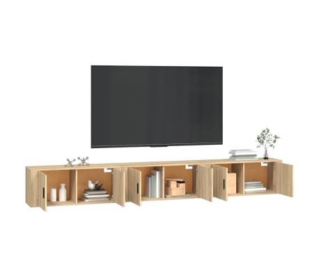 vidaXL ТВ шкафове за стенен монтаж, 3 бр, сонома дъб, 100x34,5x40 см