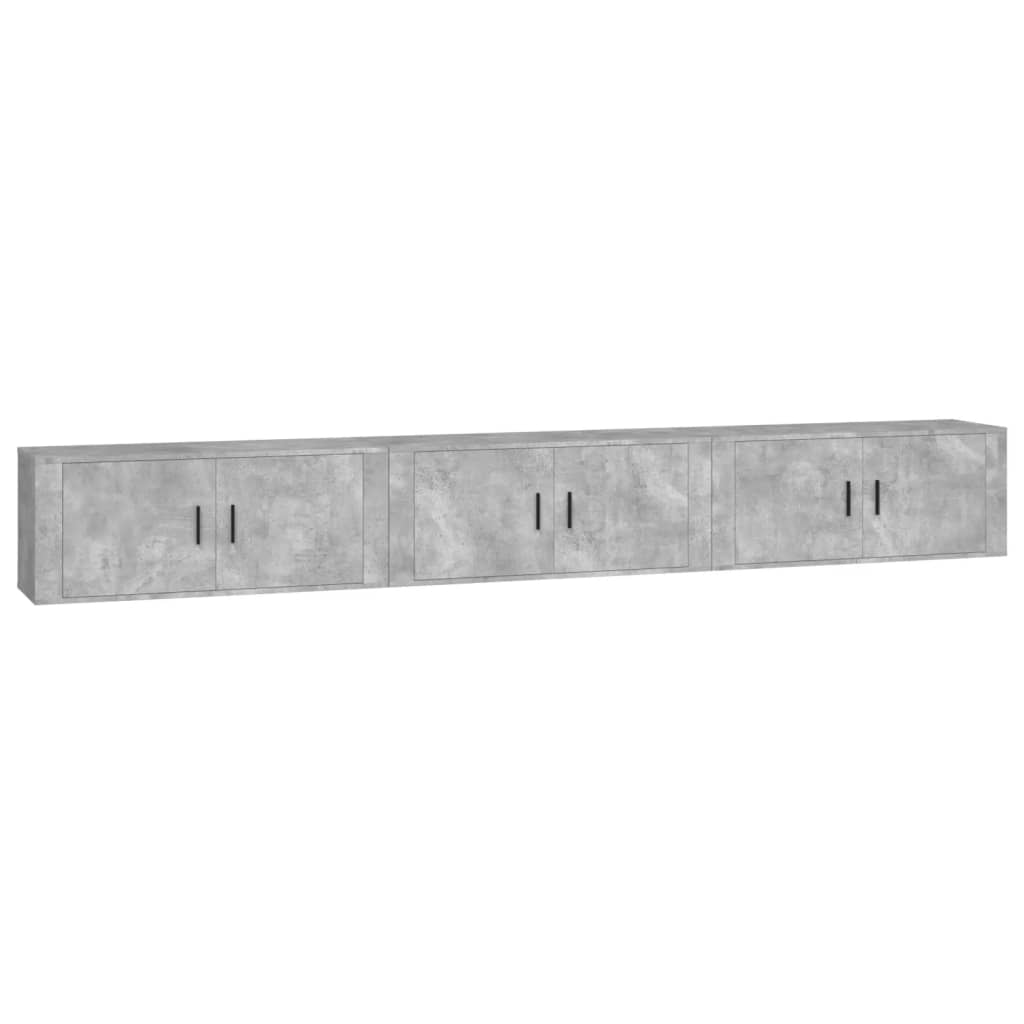 vidaXL Nástěnné TV skříňky 3 ks betonově šedé 100 x 34,5 x 40 cm