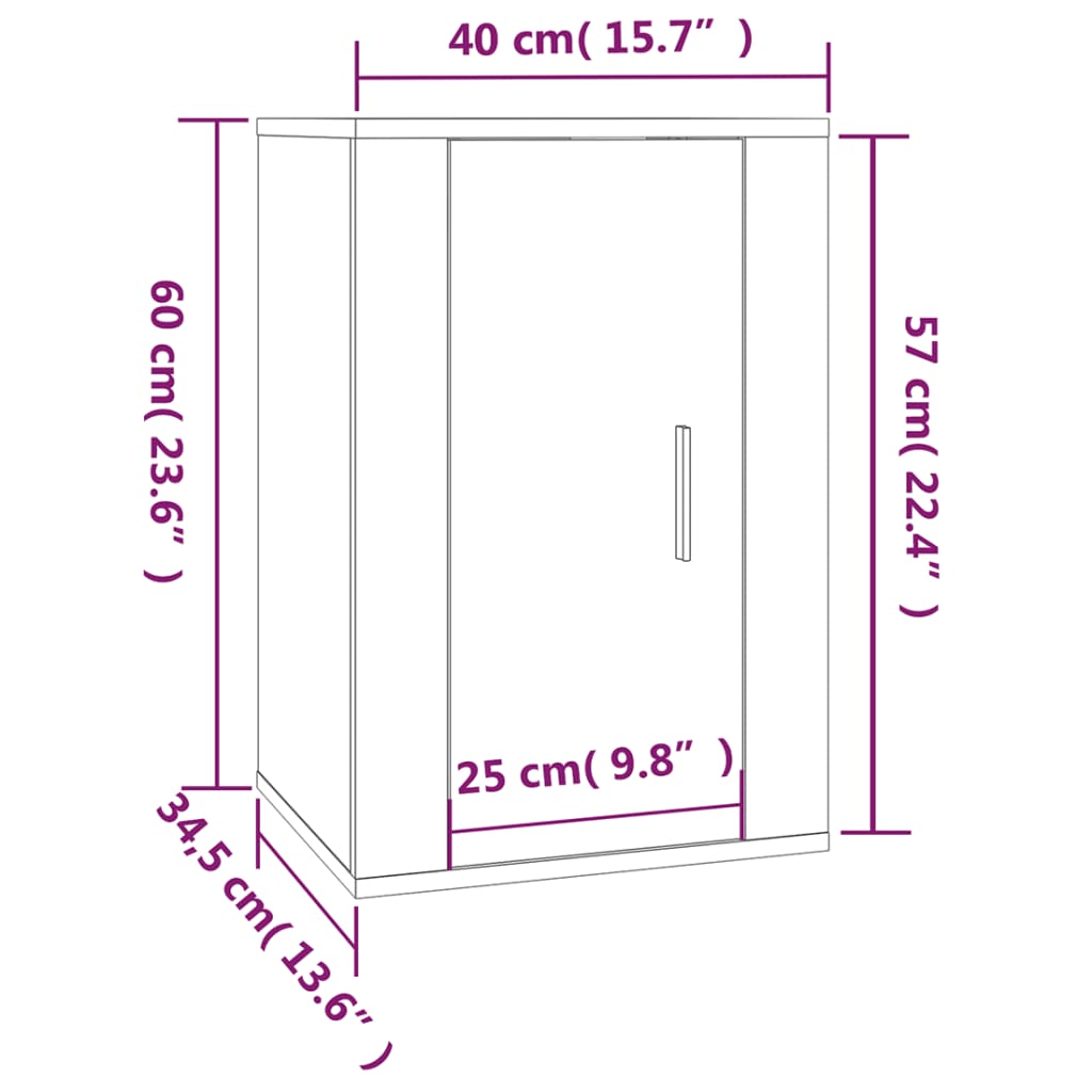 Zestaw szafek TV, czarny, drewnopochodny, 57x34,5x40cm, 2x40x34,5x60cm