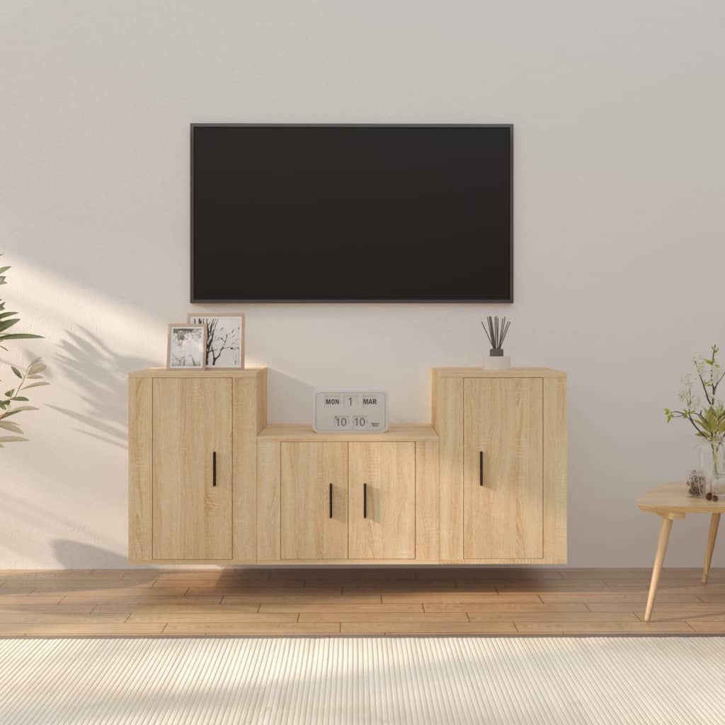3-dielna súprava TV skriniek dub sonoma spracované drevo