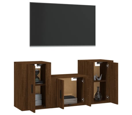vidaXL Ensemble de meubles TV 3 pcs Ch&ecirc;ne marron Bois d'ing&eacute;nierie