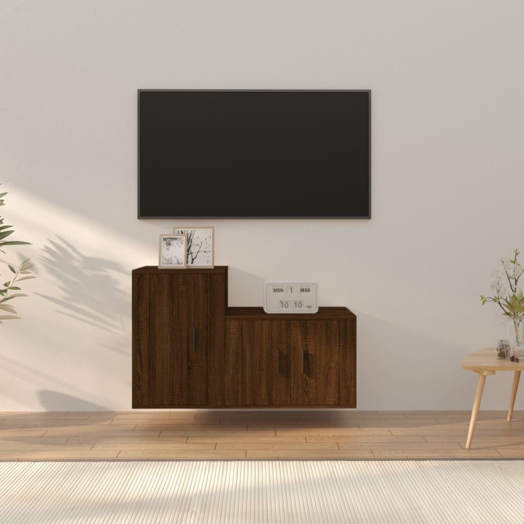 2-tlg. TV-Schrank-Set Braun Eichen-Optik Holzwerkstoff kaufen