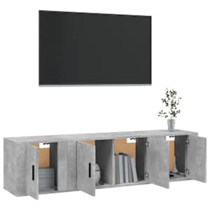 3dílný set TV skříněk betonově šedý kompozitní dřevo - obrázek 3