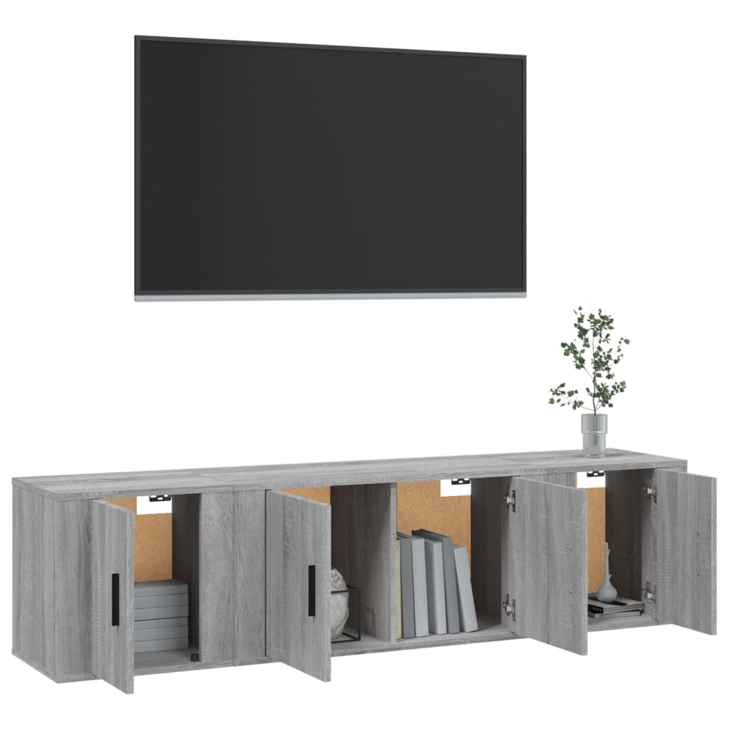 vidaXL 3-delige Tv-meubelset bewerkt hout grijs sonoma eikenkleurig