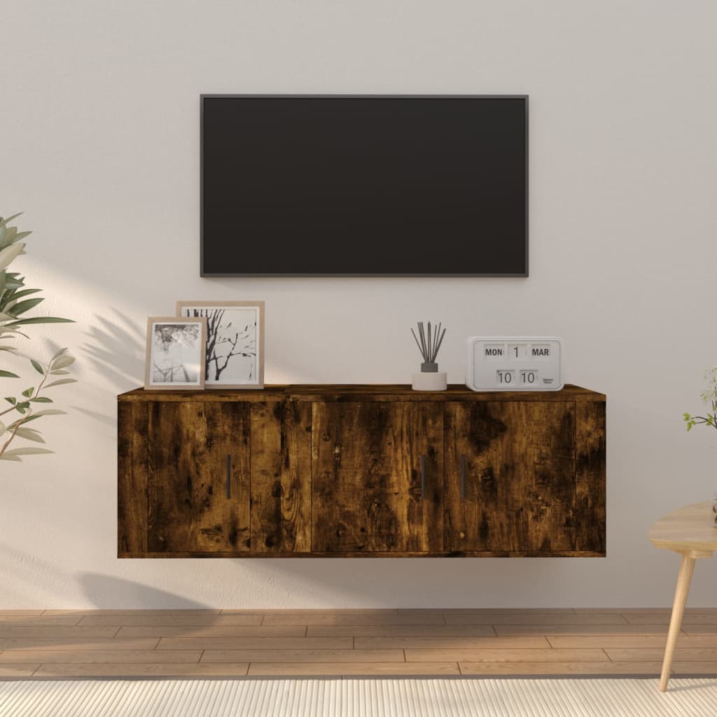 vidaXL Set dulapuri TV, 2 piese, stejar fumuriu, lemn prelucrat