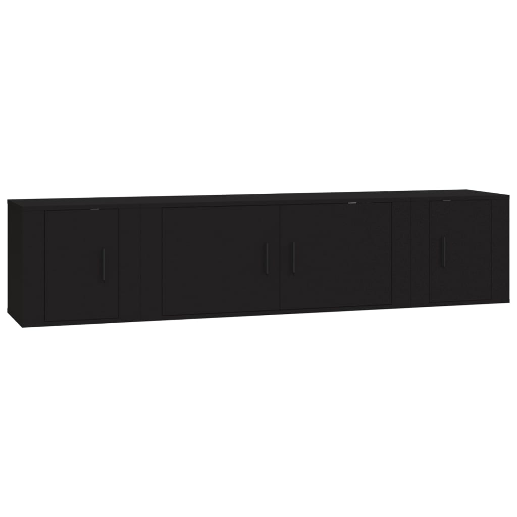 3 részes fekete szerelt fa TV-szekrényszett