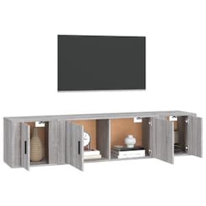 vidaXL 3-tlg. TV-Schrank-Set Grau Sonoma Holzwerkstoff