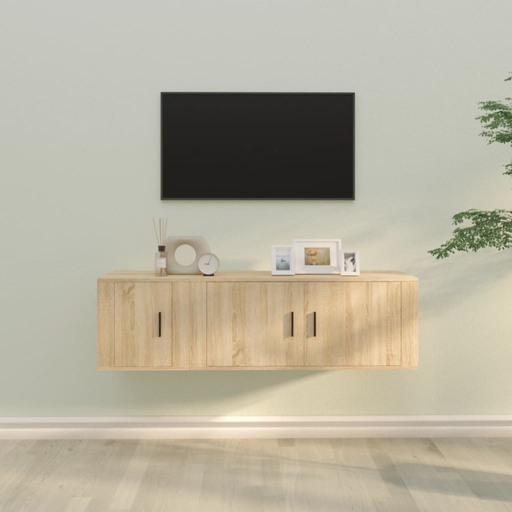 vidaXL Set dulap TV, 2 piese, stejar sonoma, lemn prelucrat