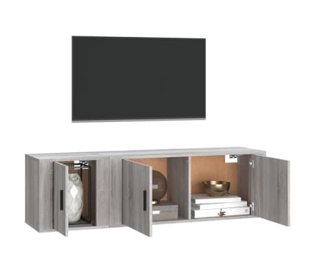 vidaXL 2-tlg. TV-Schrank-Set Grau Sonoma Holzwerkstoff
