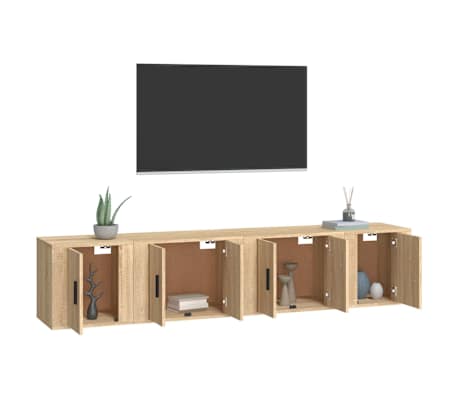 vidaXL Televizoriaus spintelių komplektas, 4 dalių, ąžuolo, mediena