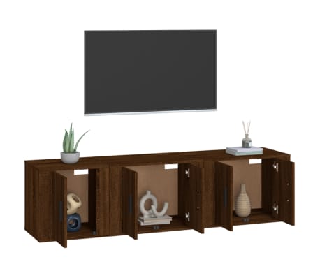 vidaXL Ensemble de meubles TV 3 pcs Ch&ecirc;ne marron Bois d'ing&eacute;nierie