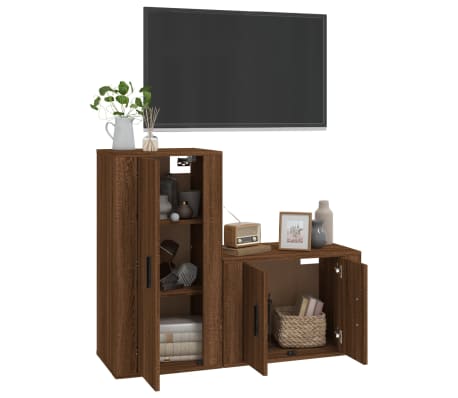 vidaXL Ensemble de meubles TV 2 pcs Ch&ecirc;ne marron Bois d'ing&eacute;nierie