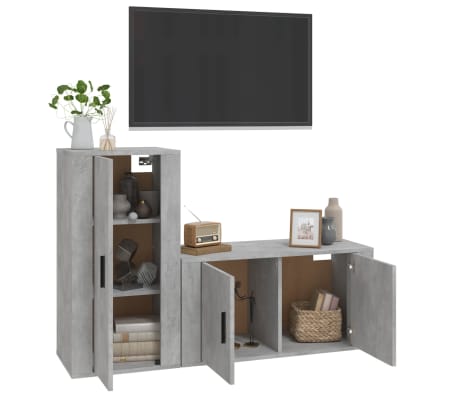 vidaXL 2-delige Tv-meubelset bewerkt hout betongrijs