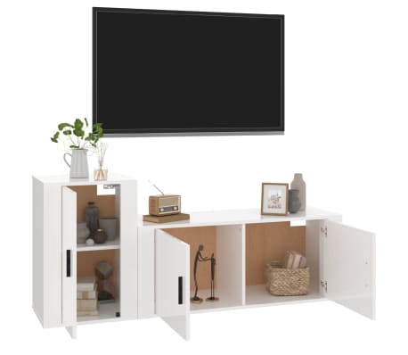vidaXL 2-daļīgs TV skapīšu komplekts, inženierijas koks, spīdīgi balts