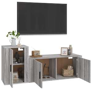 vidaXL 2-tlg. TV-Schrank-Set Grau Sonoma Holzwerkstoff