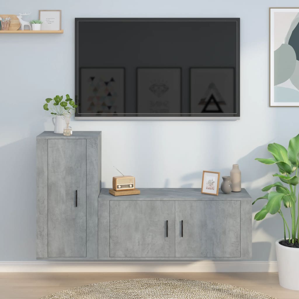 2dílný set TV skříněk betonově šedý kompozitní dřevo