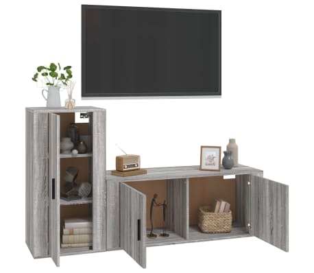 vidaXL Ensemble de meubles TV 2 pcs Sonoma gris Bois d'ing&eacute;nierie
