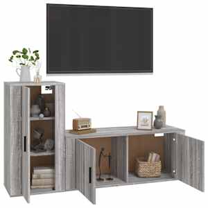 vidaXL Ensemble de meubles TV 2 pcs Sonoma gris Bois d'ing&eacute;nierie