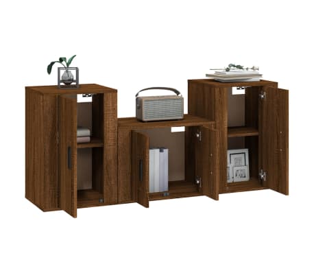 vidaXL Ensemble de meubles TV 3 pcs Ch&ecirc;ne marron Bois d'ing&eacute;nierie