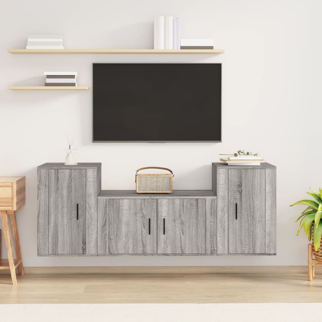 vidaXL Ensemble de meubles TV 3 pcs Sonoma gris Bois d'ingénierie