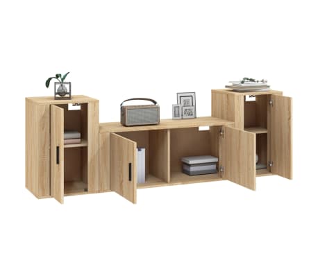 vidaXL 3-tlg. TV-Schrank-Set Sonoma-Eiche Holzwerkstoff