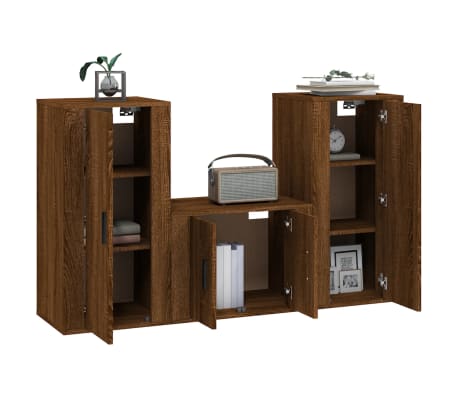 vidaXL Ensemble de meubles TV 3 pcs Ch&ecirc;ne marron Bois d'ing&eacute;nierie