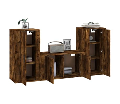 vidaXL 3-tlg. TV-Schrank-Set R&auml;uchereiche Holzwerkstoff