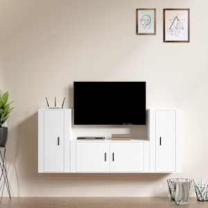 Komplet TV omaric 3-delni bel inženirski les