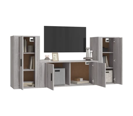 vidaXL 3-tlg. TV-Schrank-Set Grau Sonoma Holzwerkstoff