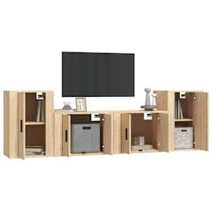 vidaXL Σετ Επίπλων Τηλεόρασης 4 Τεμαχίων Sonoma Δρυς Επεξ. Ξύλο