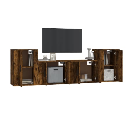 vidaXL 4-osaline telerikappide komplekt, suitsutatud tamm, tehispuit