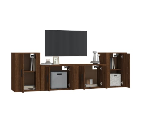 vidaXL Ensemble de meubles TV 4 pcs Ch&ecirc;ne marron Bois d'ing&eacute;nierie
