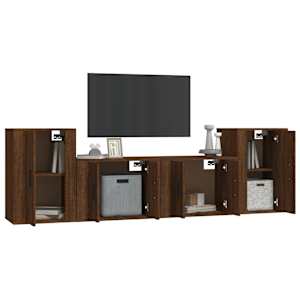 vidaXL Ensemble de meubles TV 4 pcs Ch&ecirc;ne marron Bois d'ing&eacute;nierie
