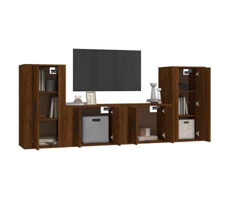 vidaXL Ensemble de meubles TV 4 pcs Ch&ecirc;ne marron Bois d'ing&eacute;nierie