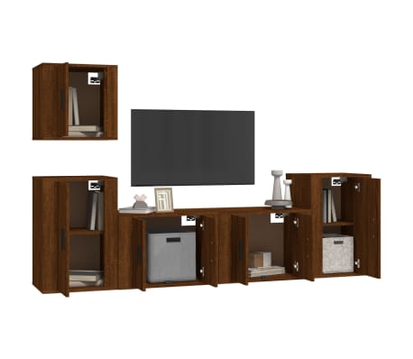 vidaXL Ensemble de meubles TV 5 pcs Ch&ecirc;ne marron Bois d'ing&eacute;nierie