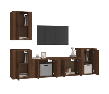 vidaXL Ensemble de meubles TV 5 pcs Ch&ecirc;ne marron Bois d'ing&eacute;nierie
