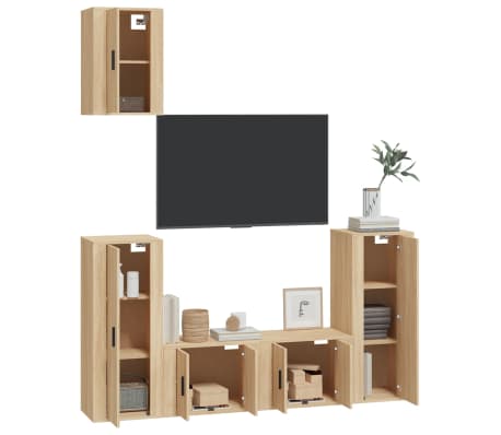 vidaXL 5-częściowy zestaw szafek telewizyjnych, dąb sonoma