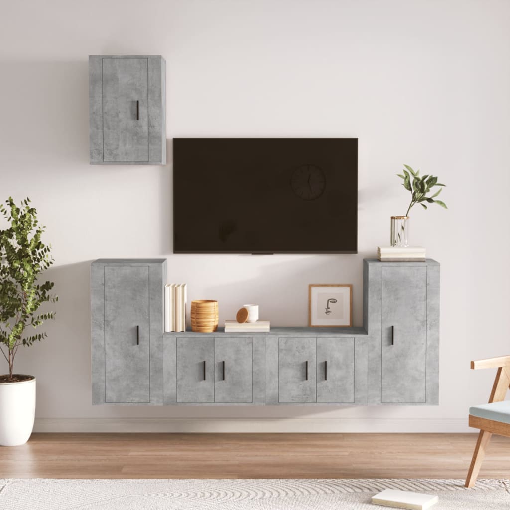 vidaXL 5 Piece TV Cabinet Set Concrete Grey Engineered Wood