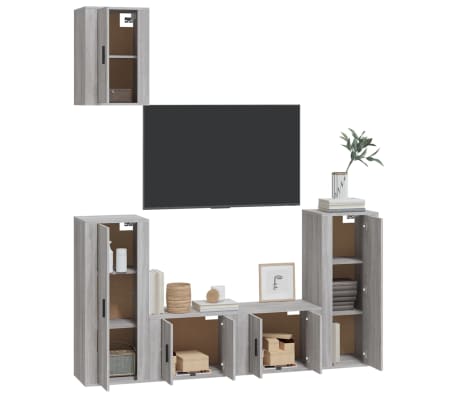 vidaXL Ensemble de meubles TV 5 pcs Sonoma gris Bois d'ing&eacute;nierie