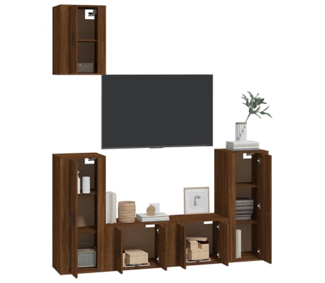 vidaXL Ensemble de meubles TV 5 pcs Ch&ecirc;ne marron Bois d'ing&eacute;nierie