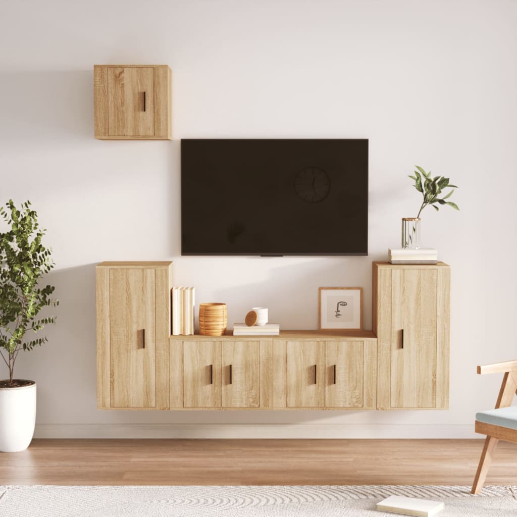 vida XL 5-tlg. TV-Schrank-Set Sonoma-Eiche Holzwerkstoff
