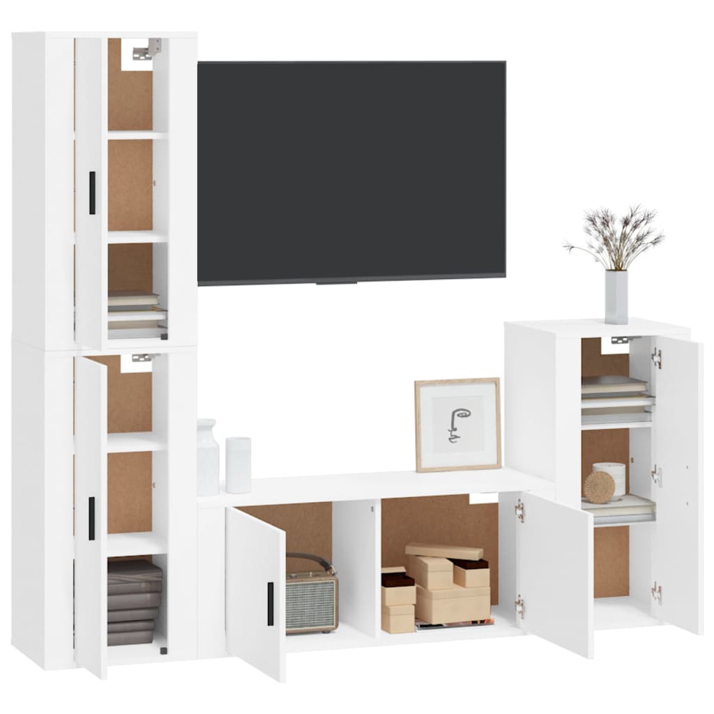 4-dijelni set TV ormarića bijeli od konstruiranog drva
