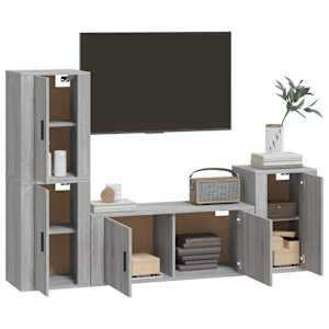 vidaXL 4-tlg. TV-Schrank-Set Grau Sonoma Holzwerkstoff