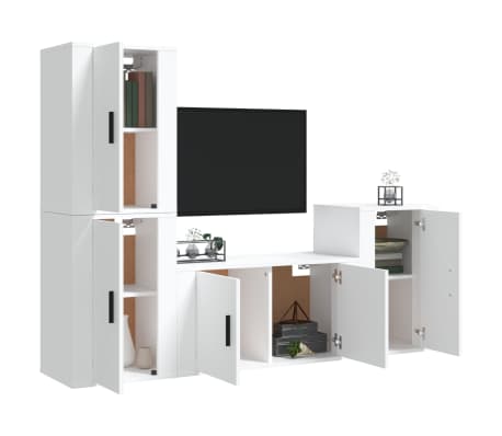 vidaXL Ensemble de meubles TV 4 pcs Blanc Bois d'ing&eacute;nierie